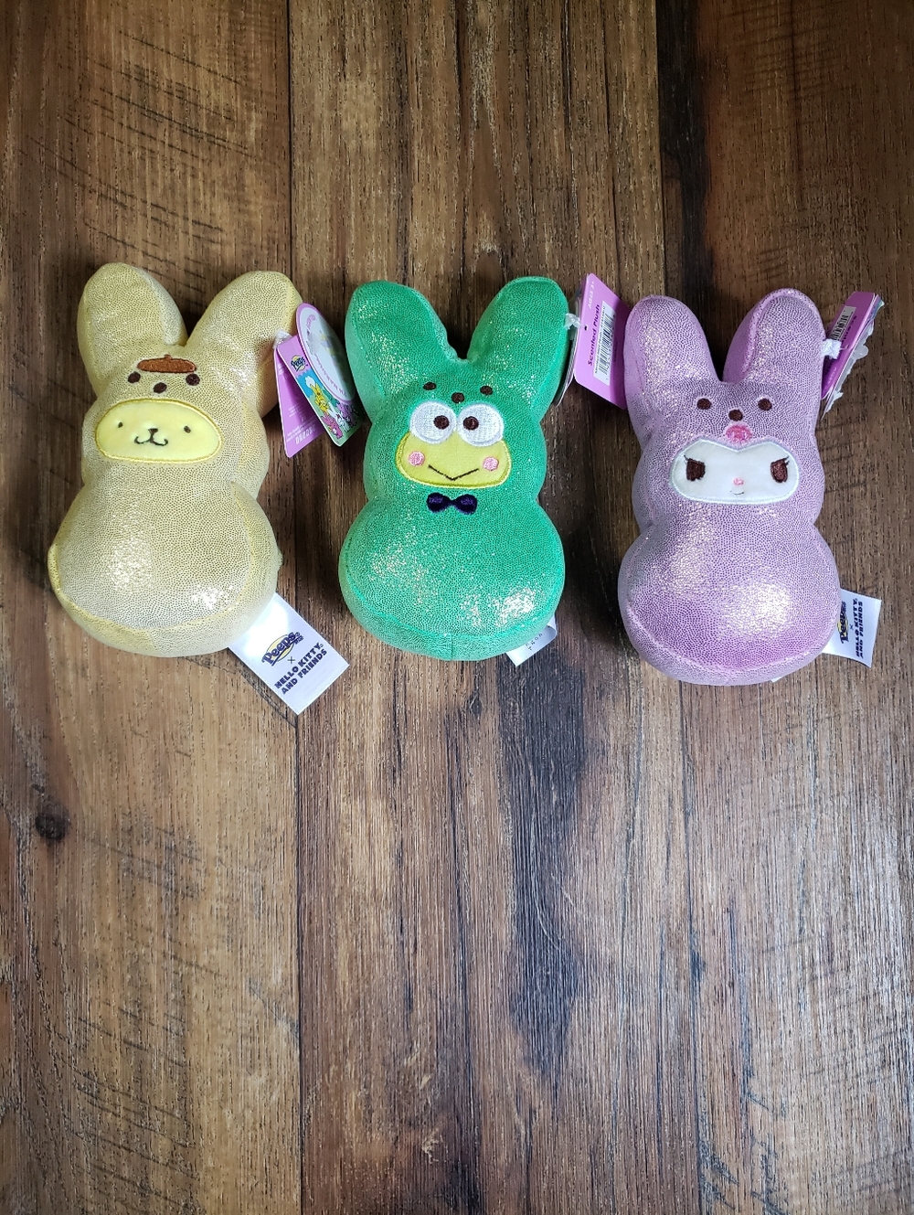 Hello Kitty Peeps 6 Inch Glitter Bunny Plush Trio